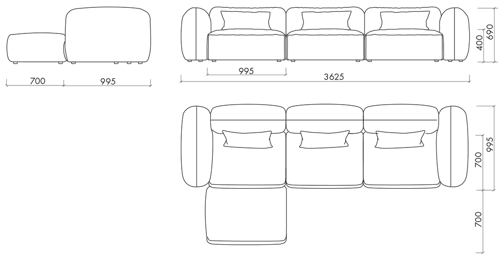 Yaro 4-Seater Corner Sofa